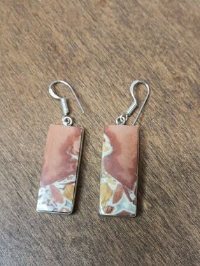 Natural Jasper Rectangle Drop Earrings